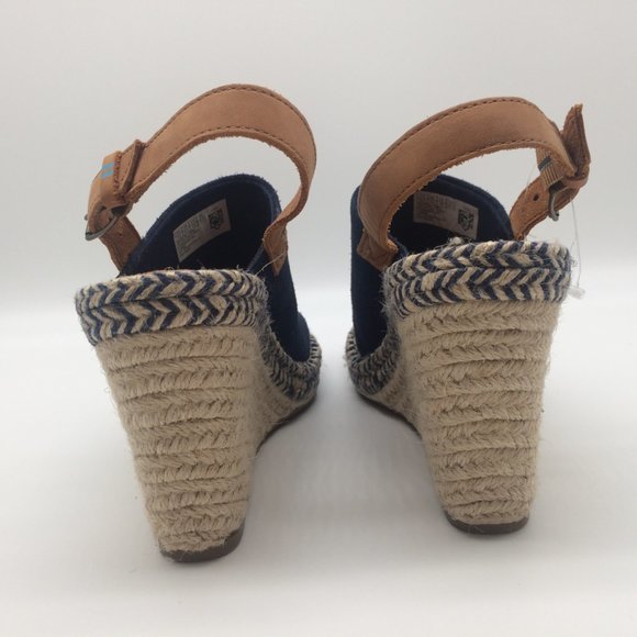 Toms Espadrille Wedge Sandals Navy 8.5 NWOT - Picture 7 of 9